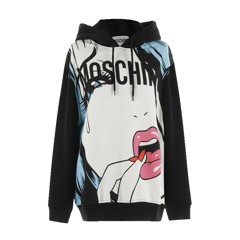MOSCHINO 女士黑白拼色棉质卫衣